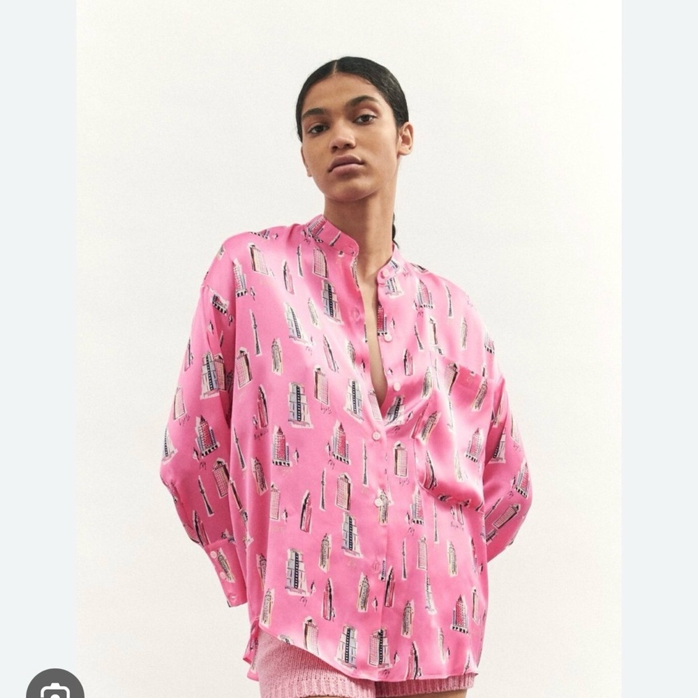 Zara Pink Graphic Blouse